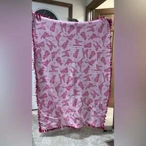 Hand tied Pink Cat Patterned Blanket